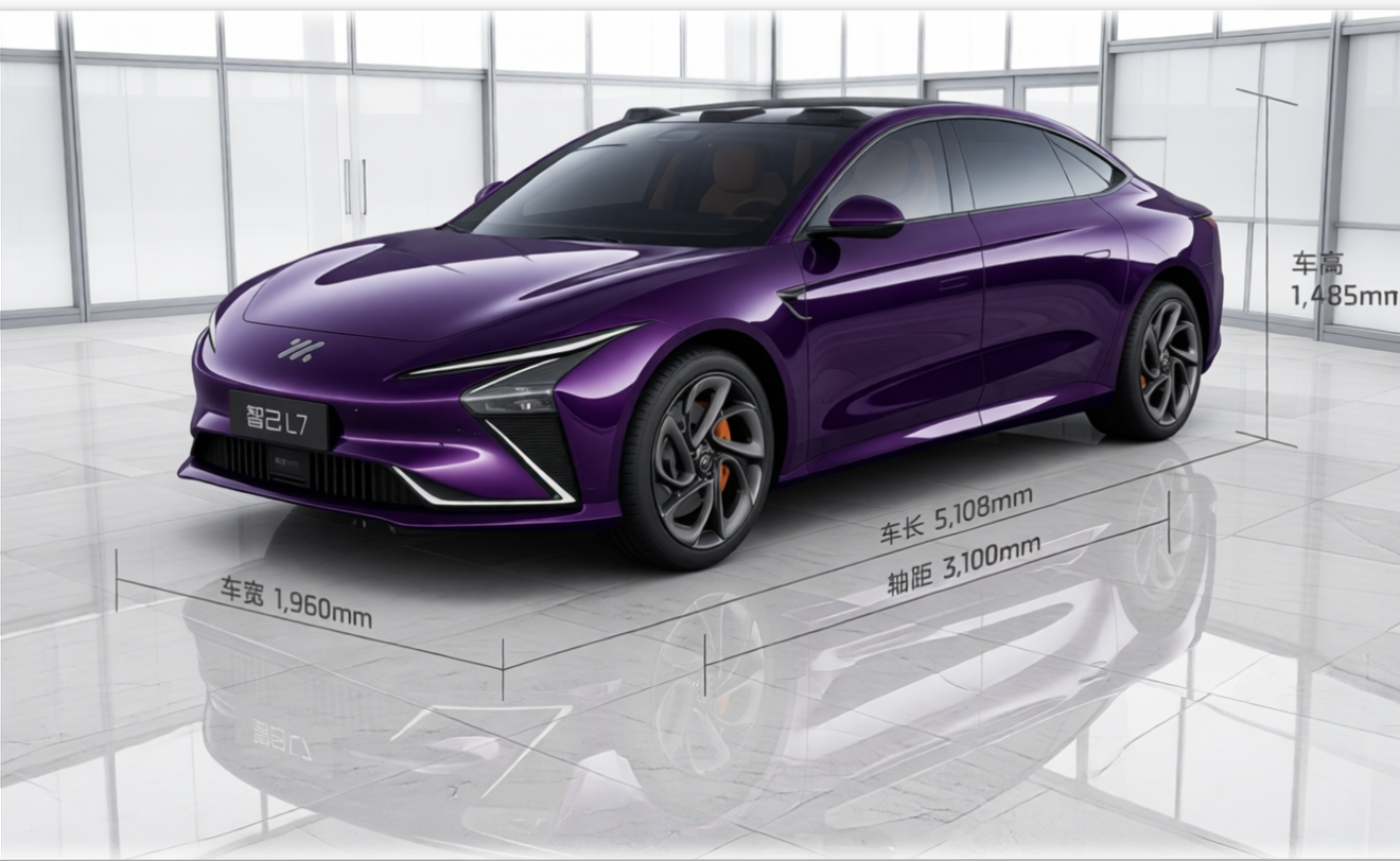 Car rendered in Midnight Purple gloss paint