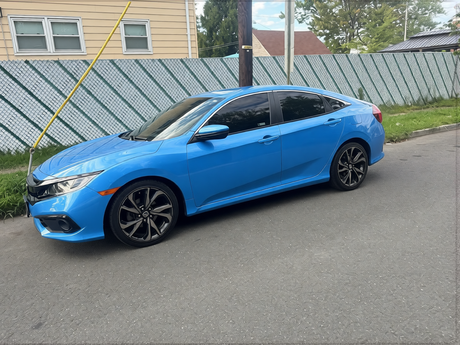 Car rendered in Gulf Blue gloss paint