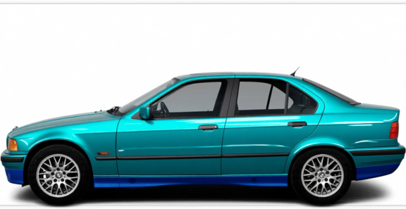 Car rendered in Super Gloss Caribbean Sea gloss wrap