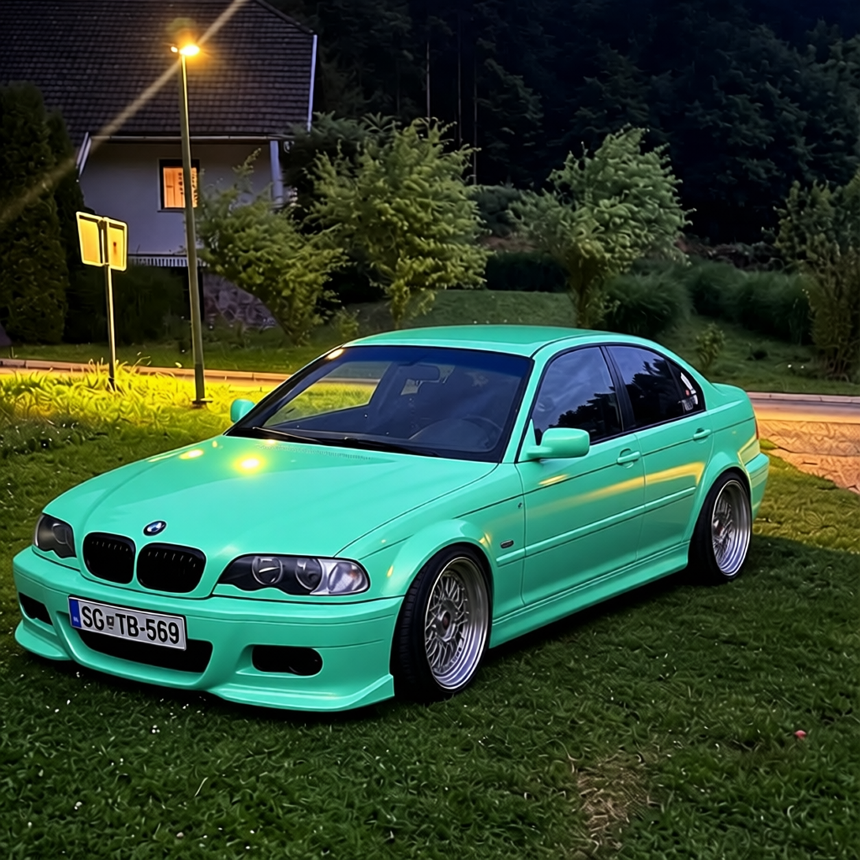 Car rendered in Super Gloss LB Tiffany Blue gloss wrap