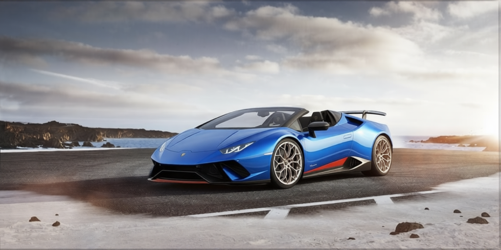 Car rendered in Gulf Blue gloss paint