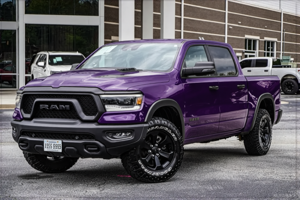 Car rendered in Midnight Purple gloss paint
